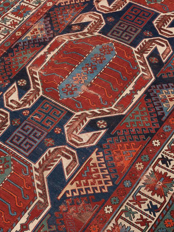 CARPET. Antique Caucasus, probably Lenkoran. 296 x 158 cm.