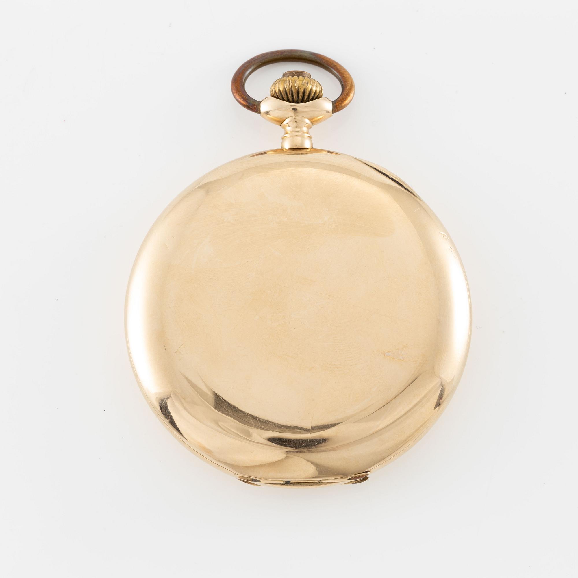 Fickur, savonett, 14K guld, 56 mm.