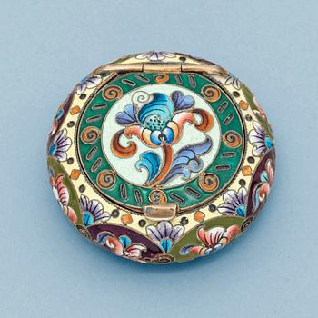 764. A Russian 20th century silver-gilt and enamel, unidentified  makers mark, Moscow 1908-1917.