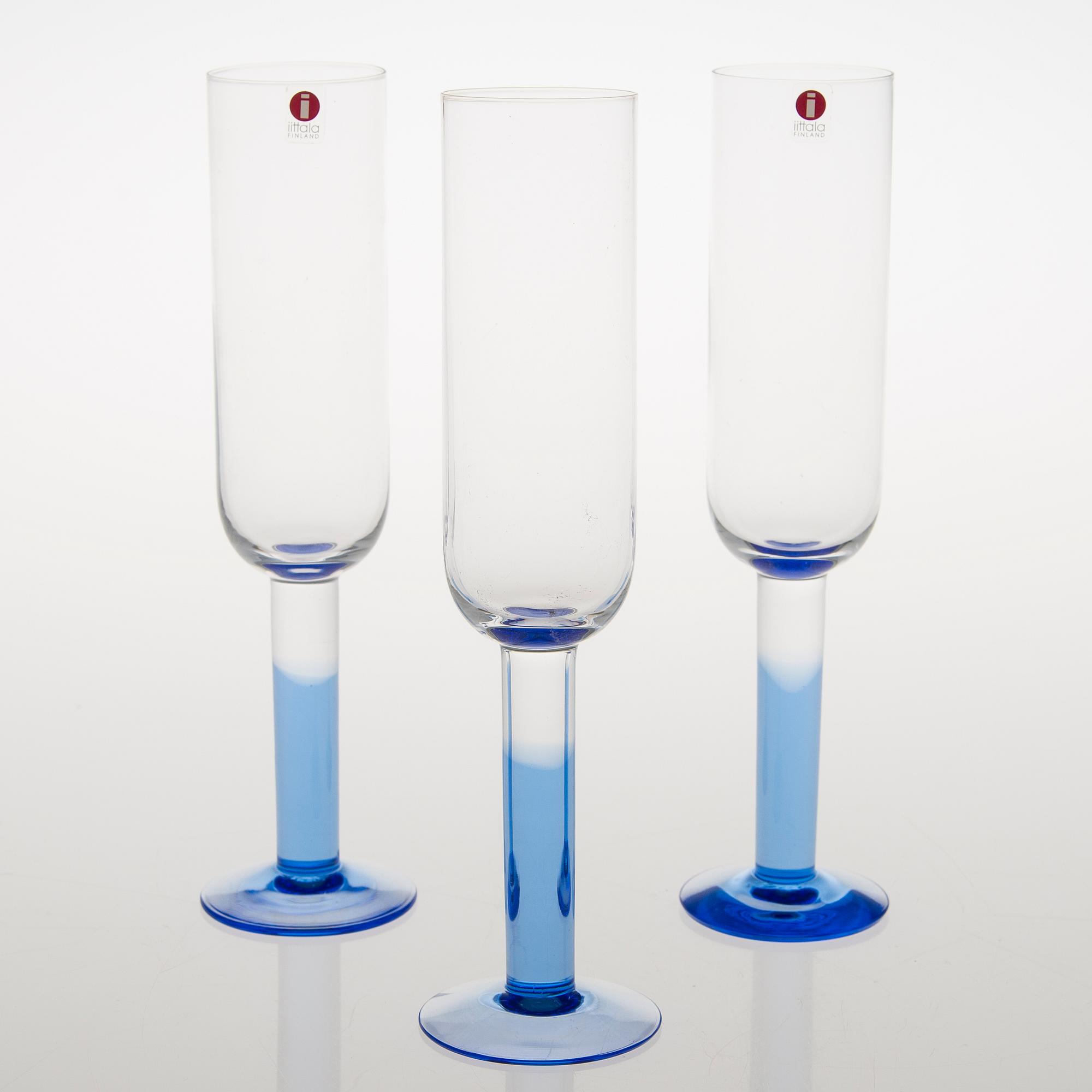 KERTTU NURMINEN, GLASSERVISDELAR, 23 st, "Mondo", Iittala 1900-talets senare hälft.