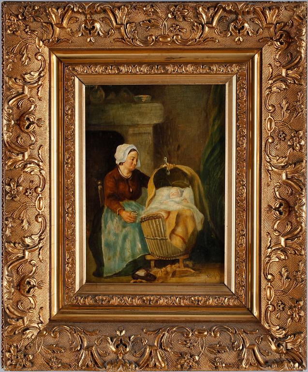 ALBERTUS NEUHUYS, olja på pannå, sign.