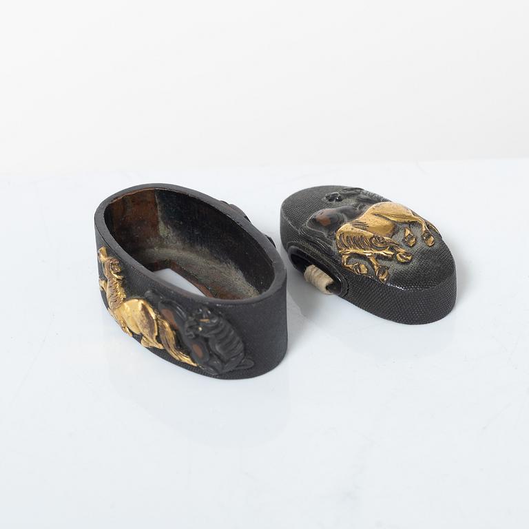 Fuchi and kashira, pair, Meiji, unsigned.