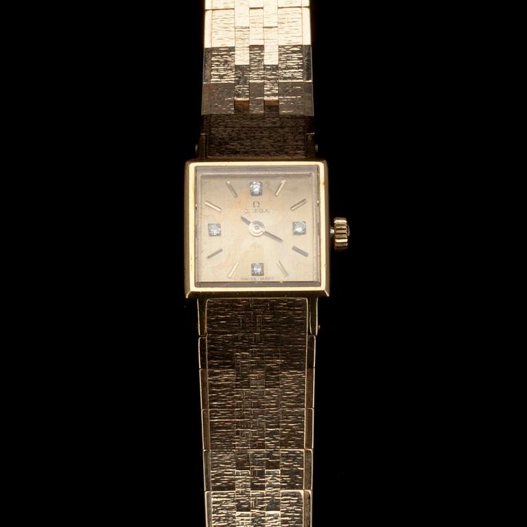 SMYCKESUR, Omega. 18K guld, diamanter 1967. Omega 650 urverk. Vikt 33 g.