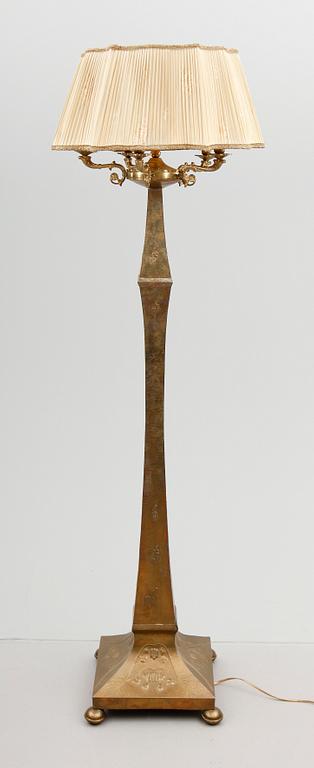 GOLVLAMPA, mässing, tidigt 1900-tal.