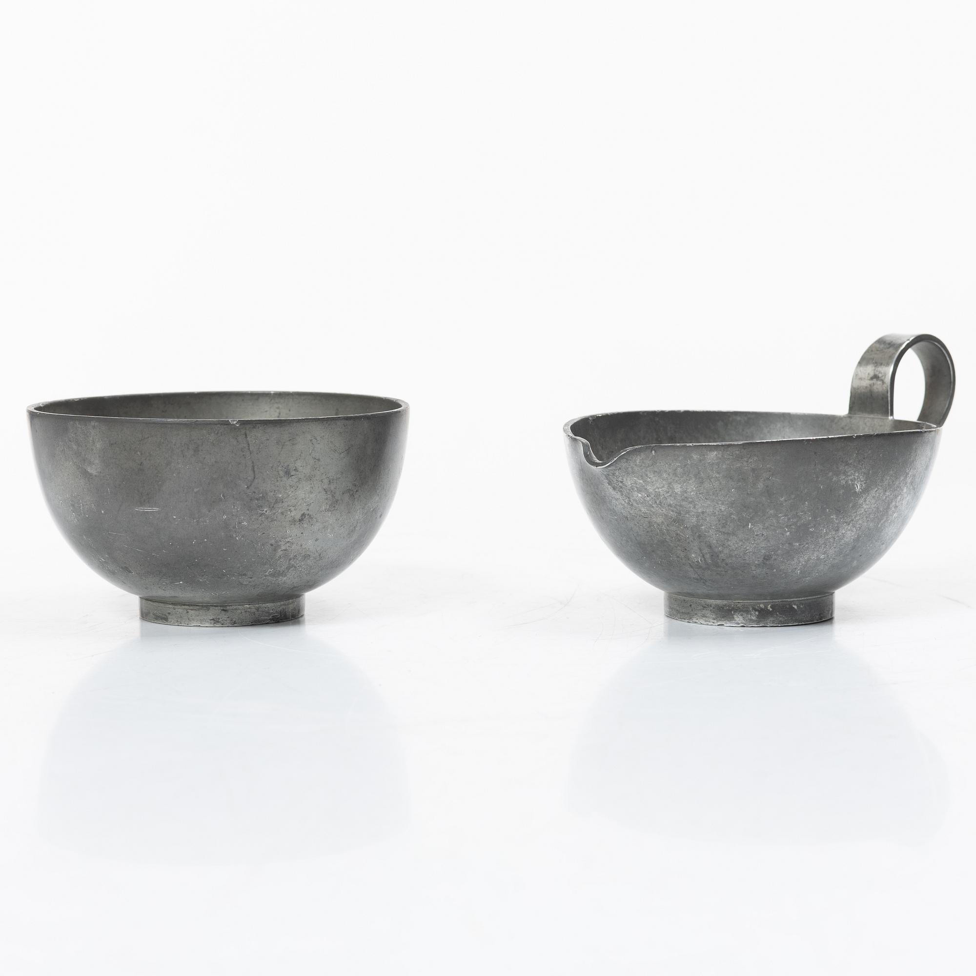 Firma Svenskt Tenn, sugar bowl and cream jug, Stockholm, 1953-54.