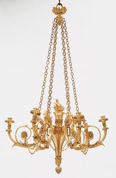 AMPEL, för sex ljus. Frankrike, 1800-talets andra hälft. Louis XVI-stil.