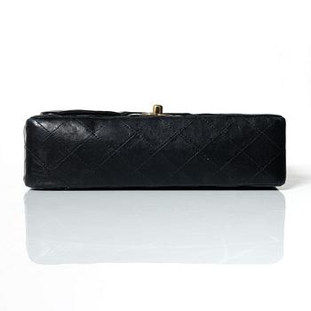 Chanel, A black leather 'Double Flap Bag Small'.