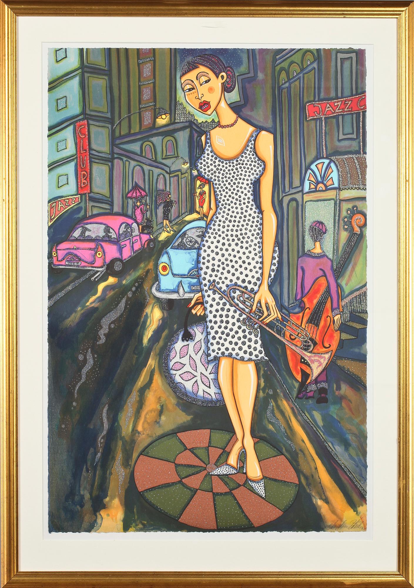 ANGELICA WIIK, färglitografi/blandteknik, signerad EA.