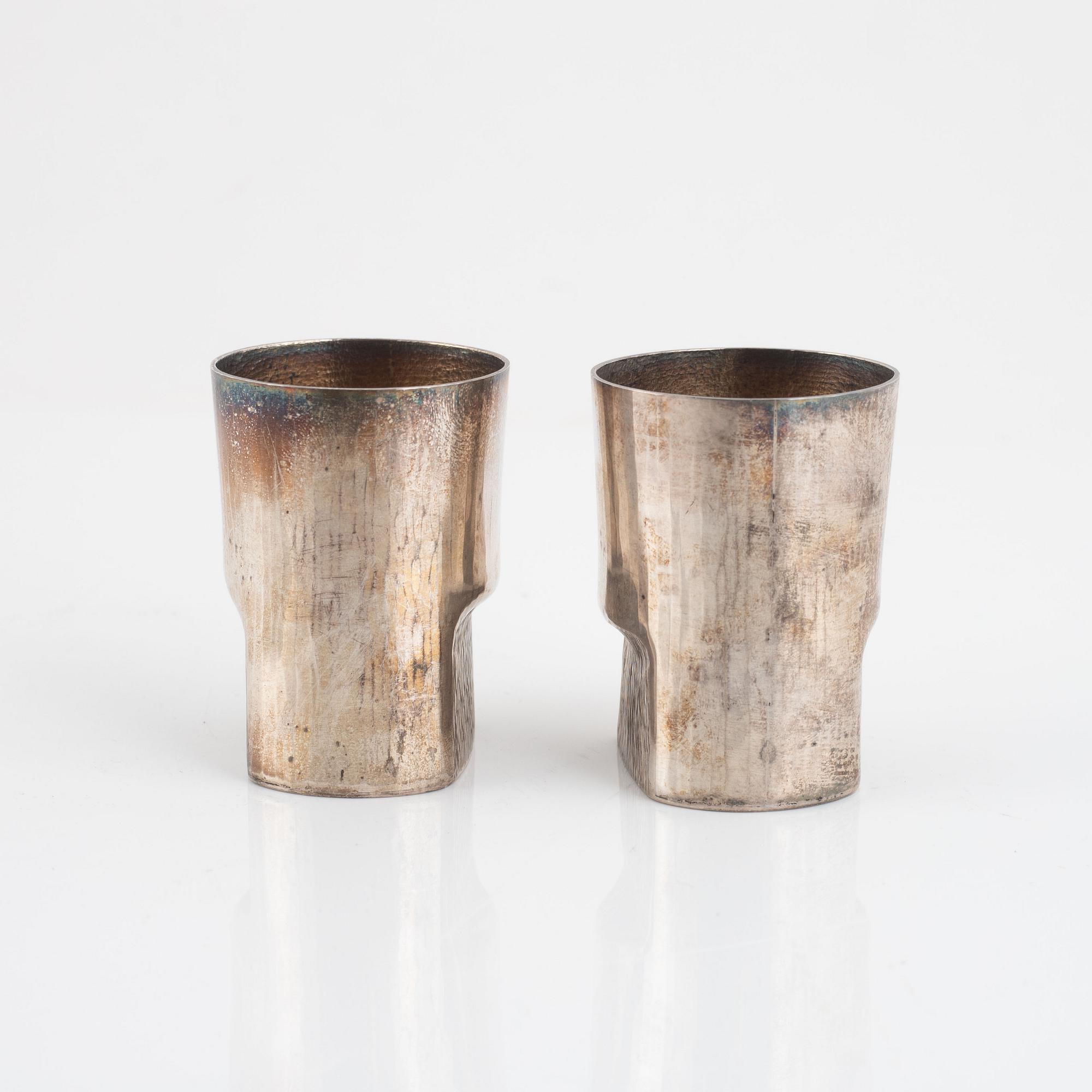 Karlheinz Sauer, bägare, ett par, silver, Västerås 1974.