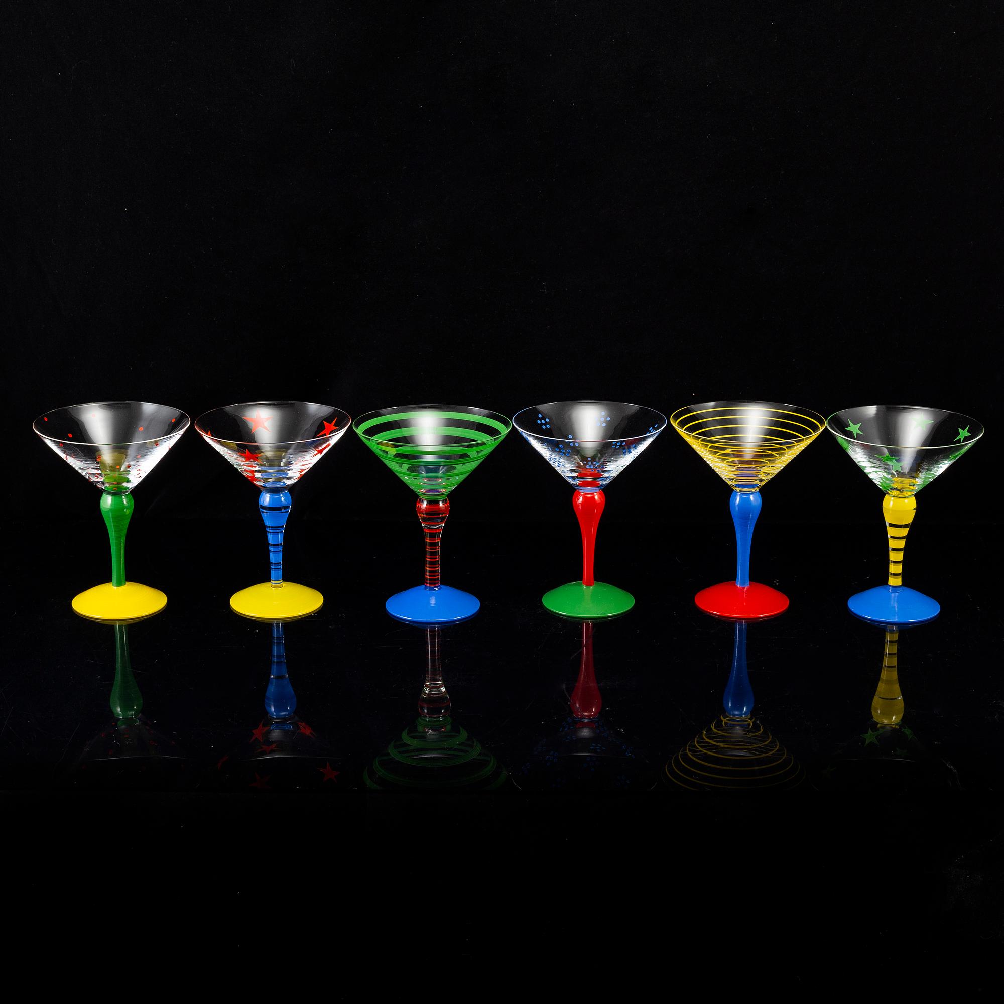 ANNE NILSSON, cocktail/martiniglas, 6 st, glas, "Clown", Orrefors.