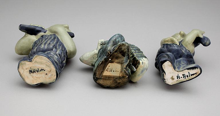 FIGURINER, 3 st, stengods, Åke Holm, Höganäs.