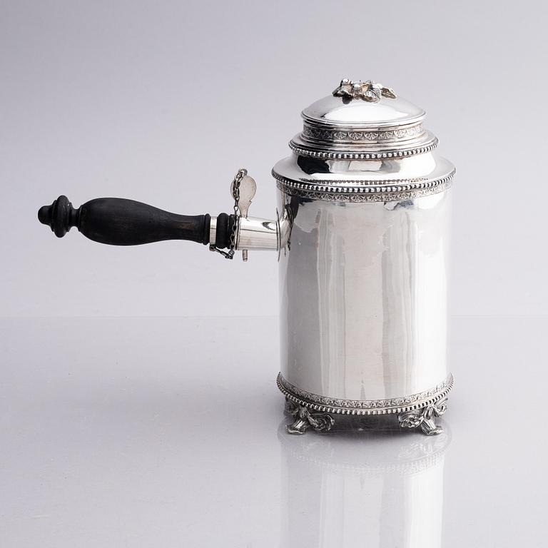 A Swedish Gustavian 18th century silver coffee-pot, mark of Petter Eneroth, Stockholm 1789.