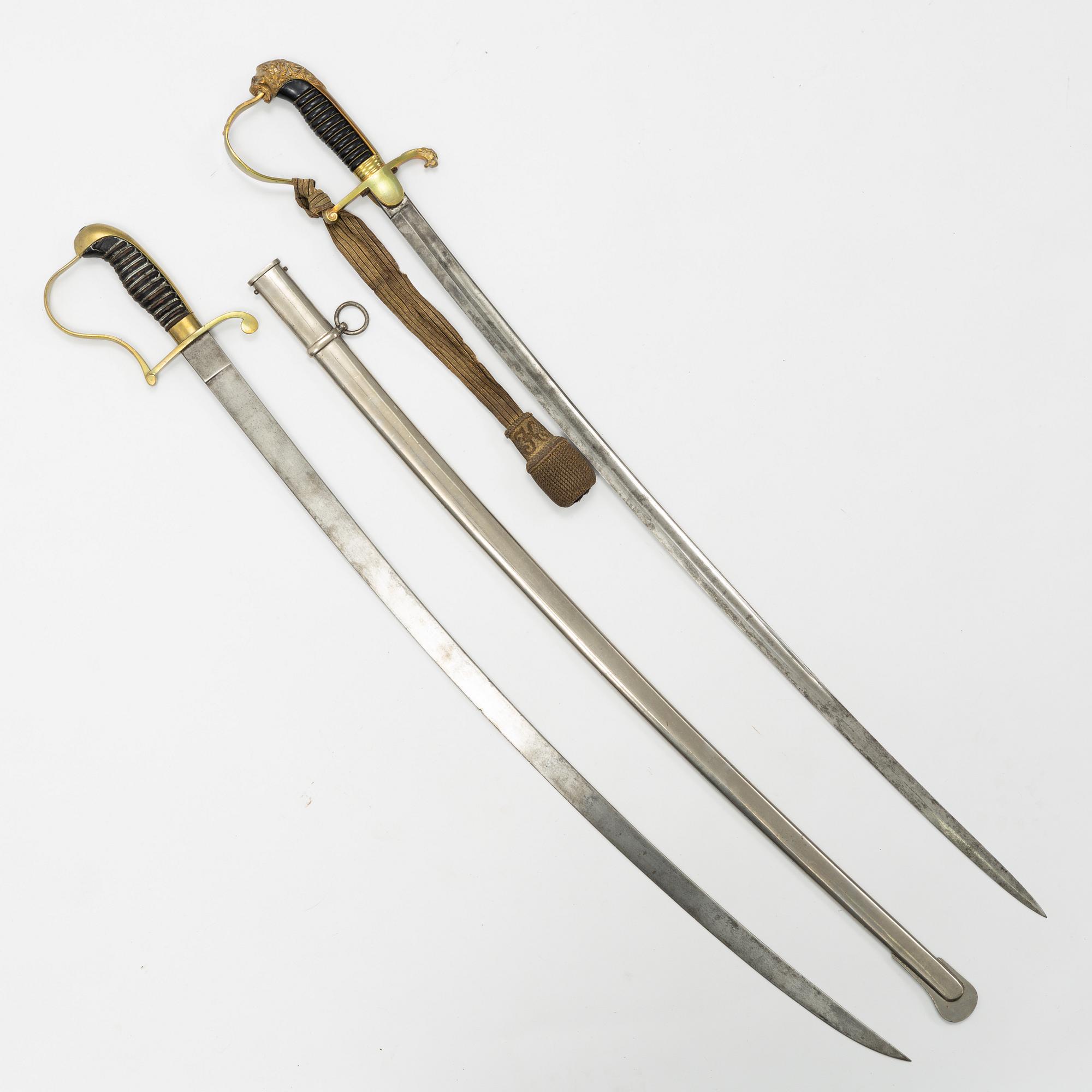 Two German sabres, 19th Century, one with scabbard.