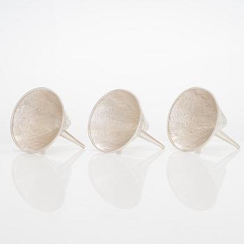 Pekka Turtiainen, a set of three silver bowls, samorodok technique, Finland 1995.