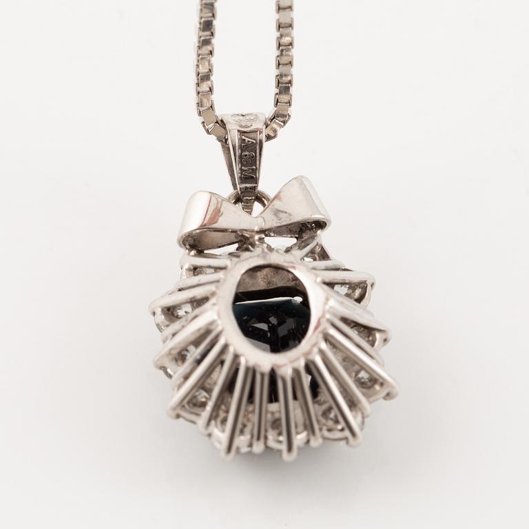 Pendant, Lennart Magnusson, 18K white gold with dark sapphire and brilliant-cut diamonds, chain included.