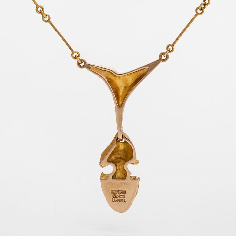 Björn Weckström, halsband "Kaira", 14K guld, platina. Lapponia 1978.
