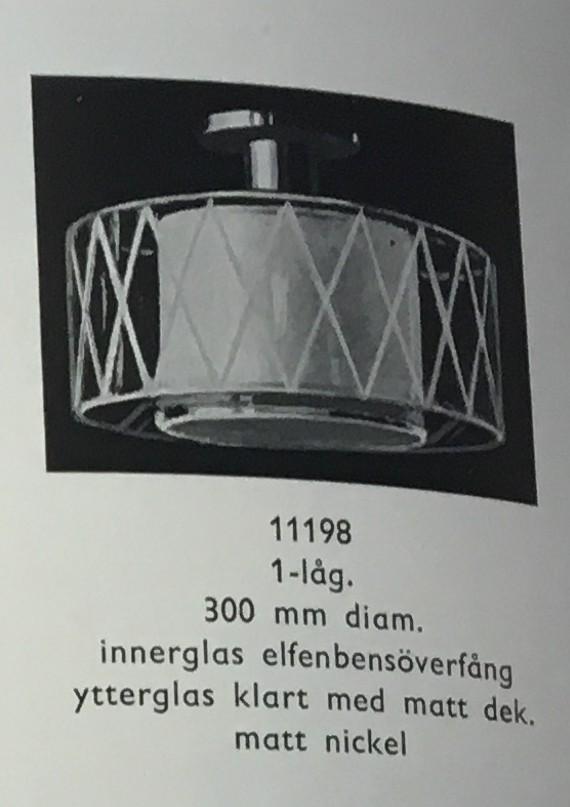 Harald Notini, a ceiling lamp, modell "11198", Arvid Böhlmarks Lampfabrik, Sweden, 1940's.
