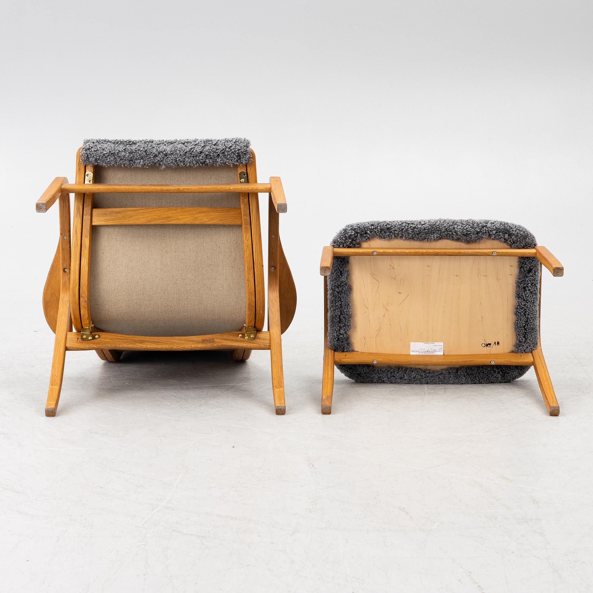 Yngve Ekström, a 'Lamino' armchair with ottoman, Swedese, Sweden, 2018.
