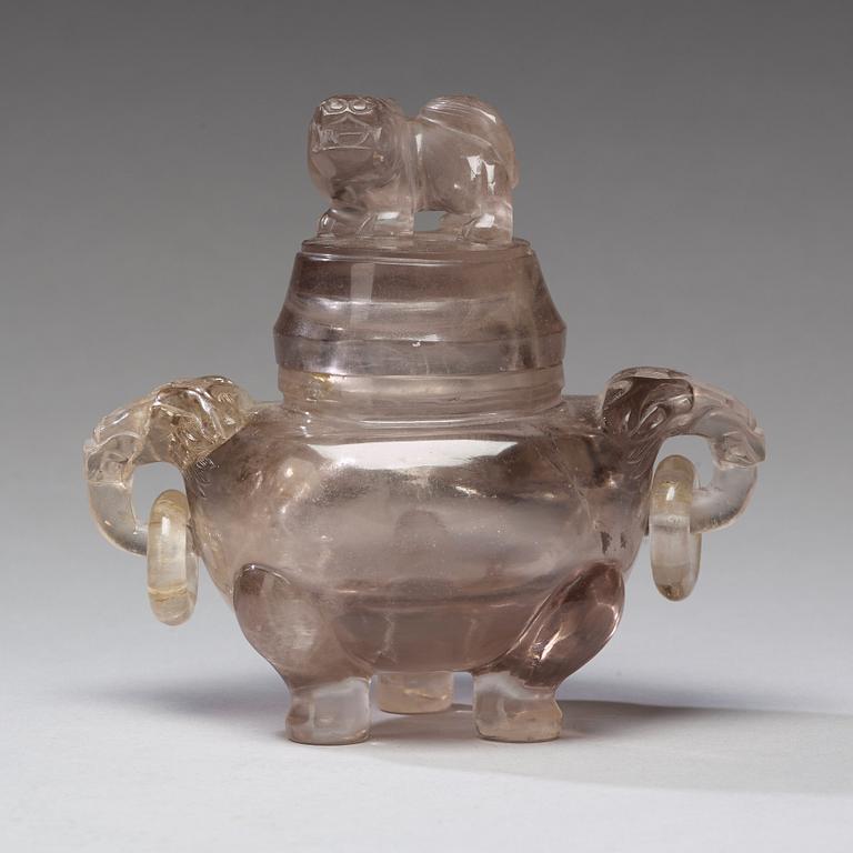 A rock chrystal censer with cover, Qing dynasty (1644-1912).