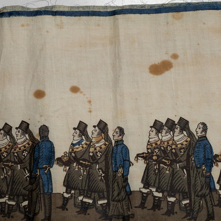 Minnesbonaden från 1844 över Karl XIV Johans begravningståg.
