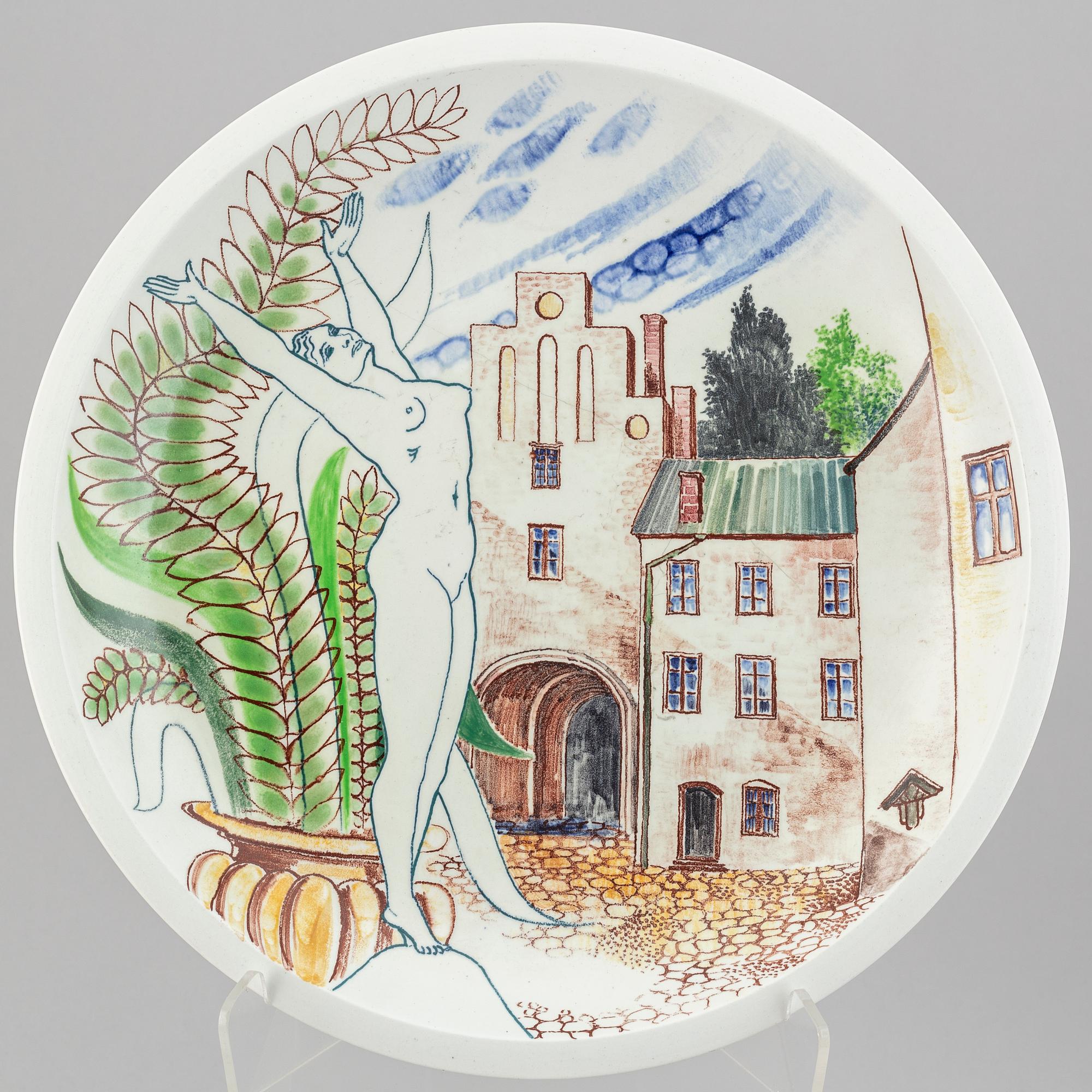 RÖRSTRAND, a set of 4 stoneware dishes, Carl-Harry Stålhane, Oskar Dahl, Sylvia Leuchovius, Sweden mid 20th century.