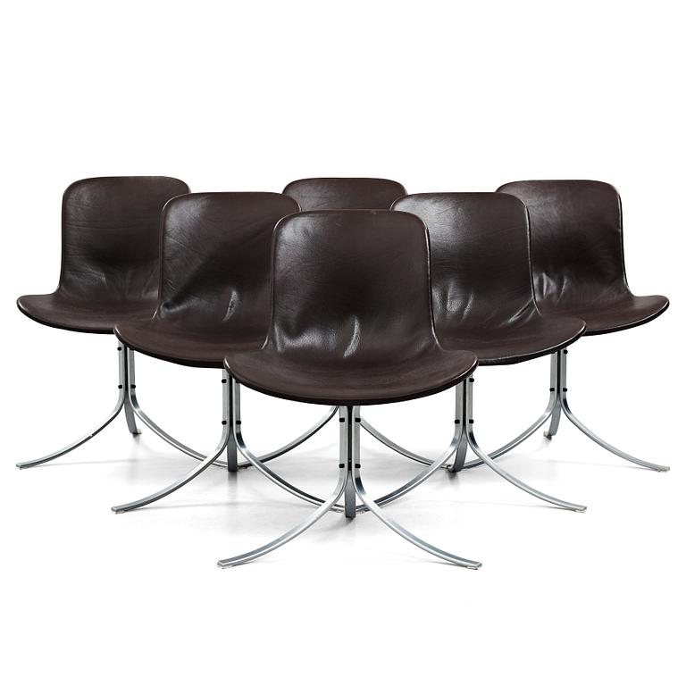 Poul Kjaerholm, stolar 6 st "PK9", E Kold Christensen, Danmark.