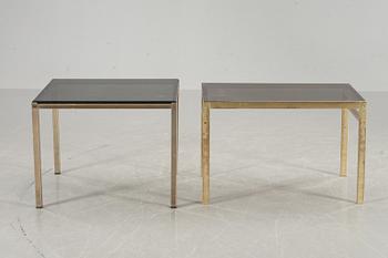 SIDOBORD, två stycken,  glas och mässing, 1970/80-tal.