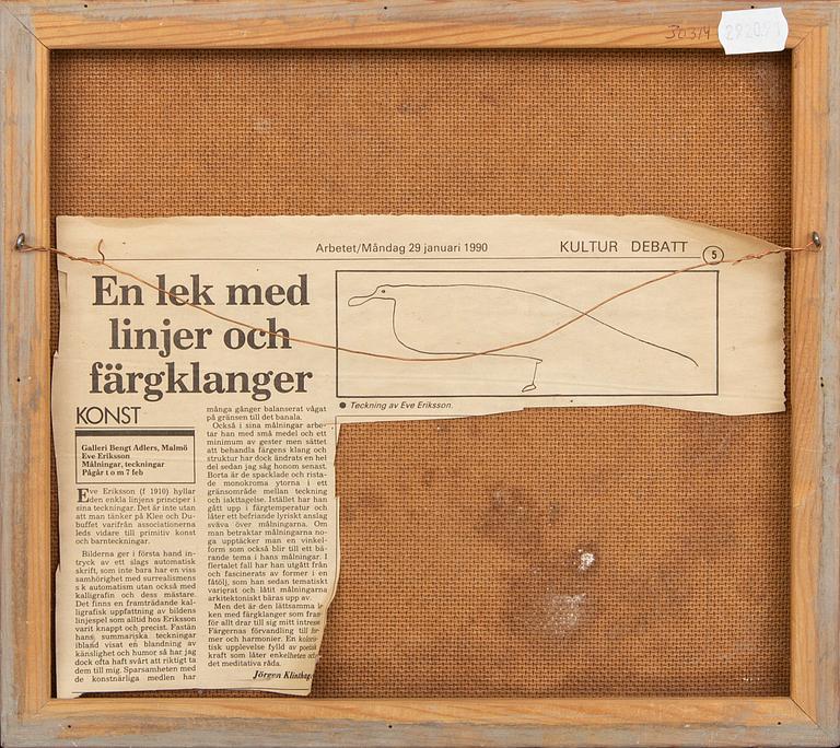 Eve Eriksson, oil on panel, signed.