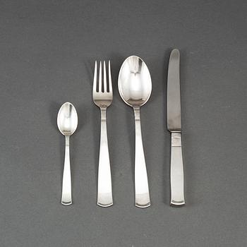 JACOB ÄNGMAN, 48 psc silver cutlery, 'Rosenholm', GAB, some Stockholm 1967.