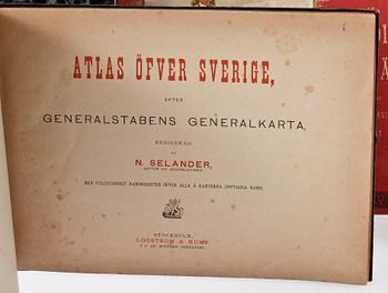 BÖCKER, 4 st, bla "Atlas öfver Allmänna historien", 1800-1900-tal.