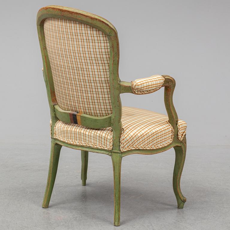 ARMLÄNSTOL, rokoko, 1700-talets mitt.