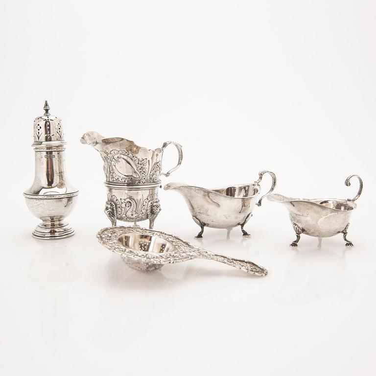 Parti silver, 5 delar, England, London, 1900-tal.
