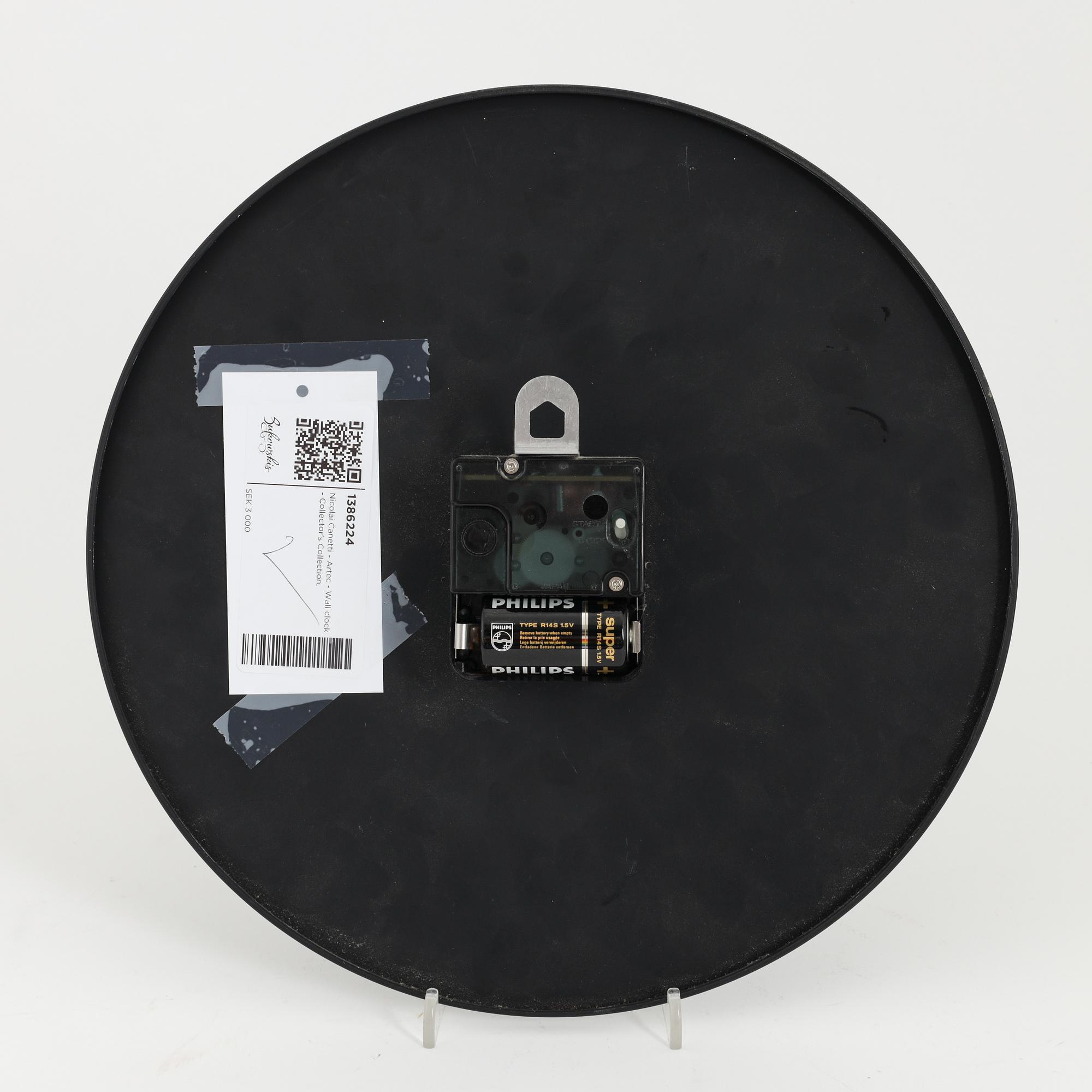 Nicolai Canetti, an 'Artec Twelve' wall clock from Collector's Collection, Japan, 1980's.