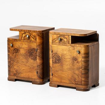 Bedside tables, a pair, first half of the 20th century.