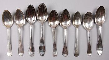 MATSKEDAR, 9 st, silver, mest Söderhamn, bla E. Regnman verksam 1820-1837.