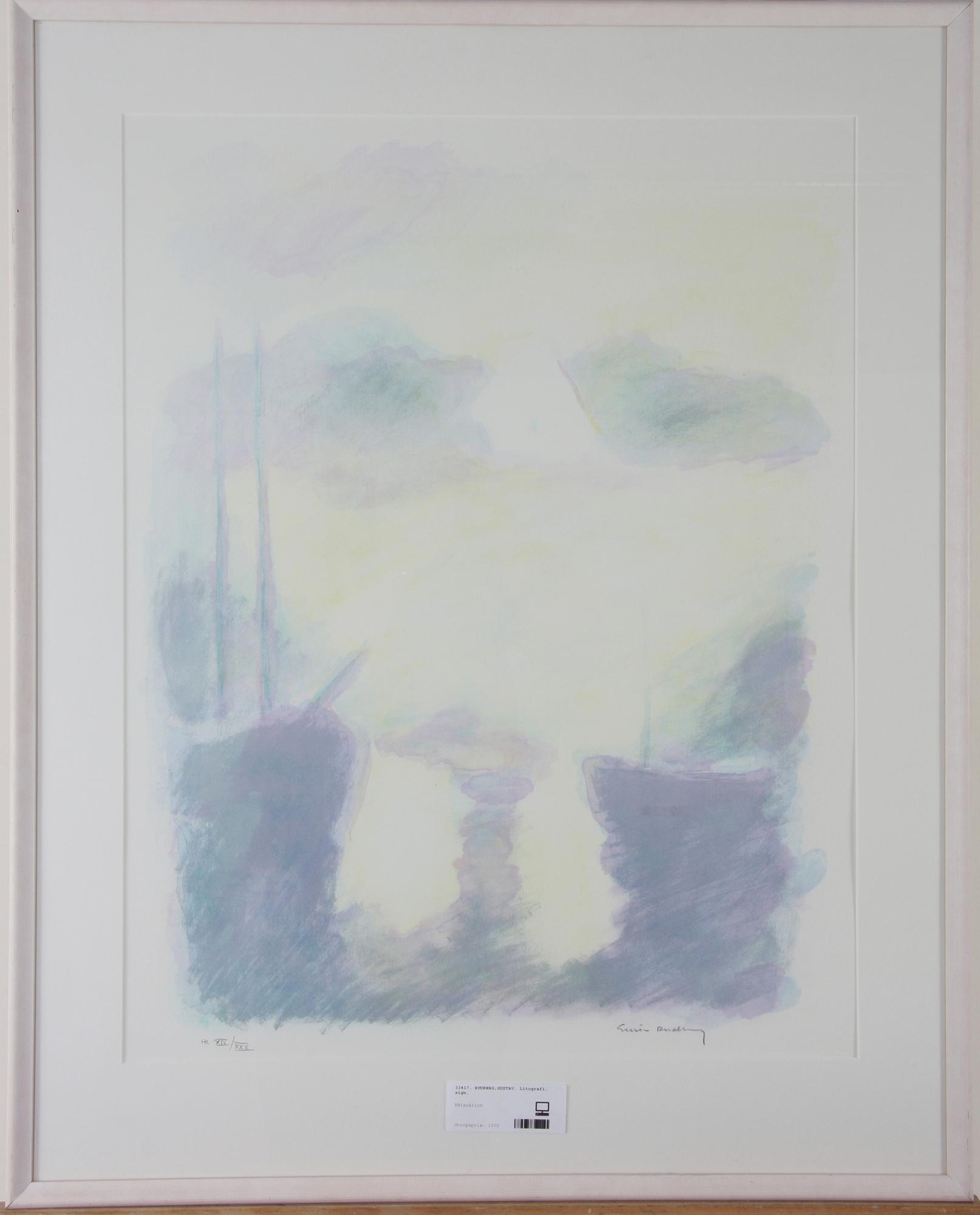 RUDBERG,GUSTAV. Litografi, sign.