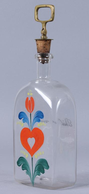 BRÄNNVINSFLASKA, glas, 1800-talets slut.