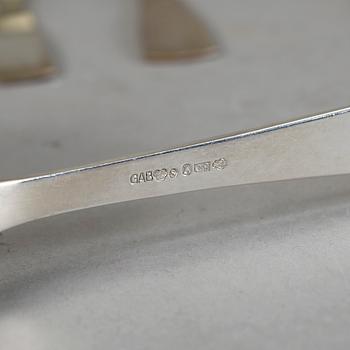 MATBESTICKSSERVIS, 45 delar, silver, "Rosenholm". Bl a GAB Stockholm 1957. Tot ca 2030 g.