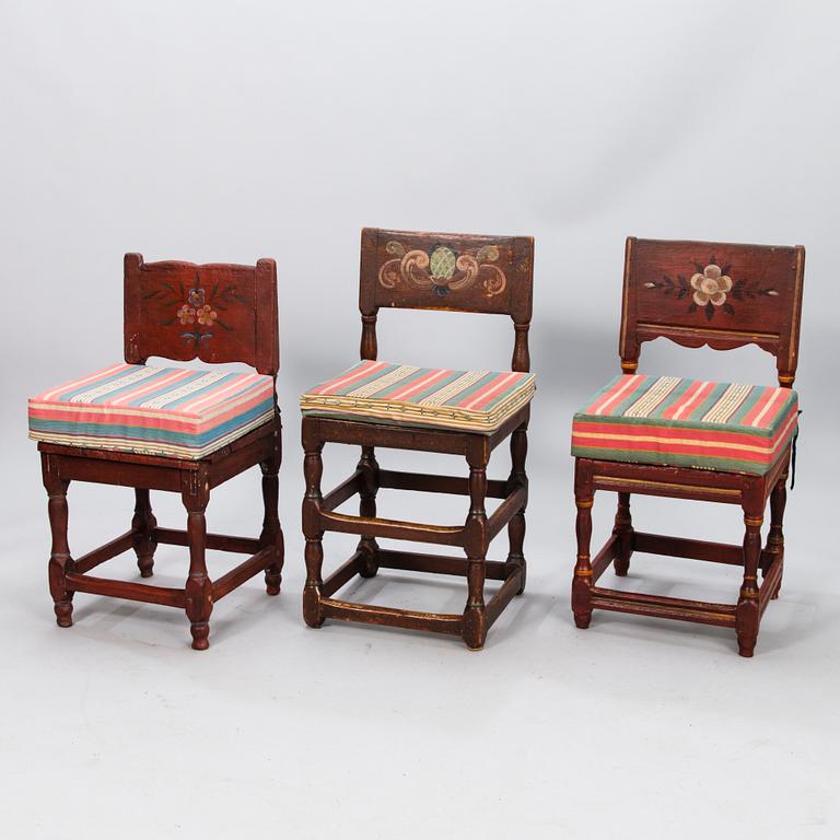 Six 18th/19th Century painted chairs.