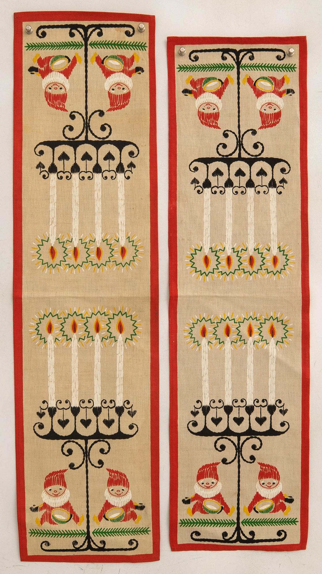 A collection of smaller Christmas tablecloths, runners, and wall hangings, approximately 34 pieces, mid/second half of the 20th century.