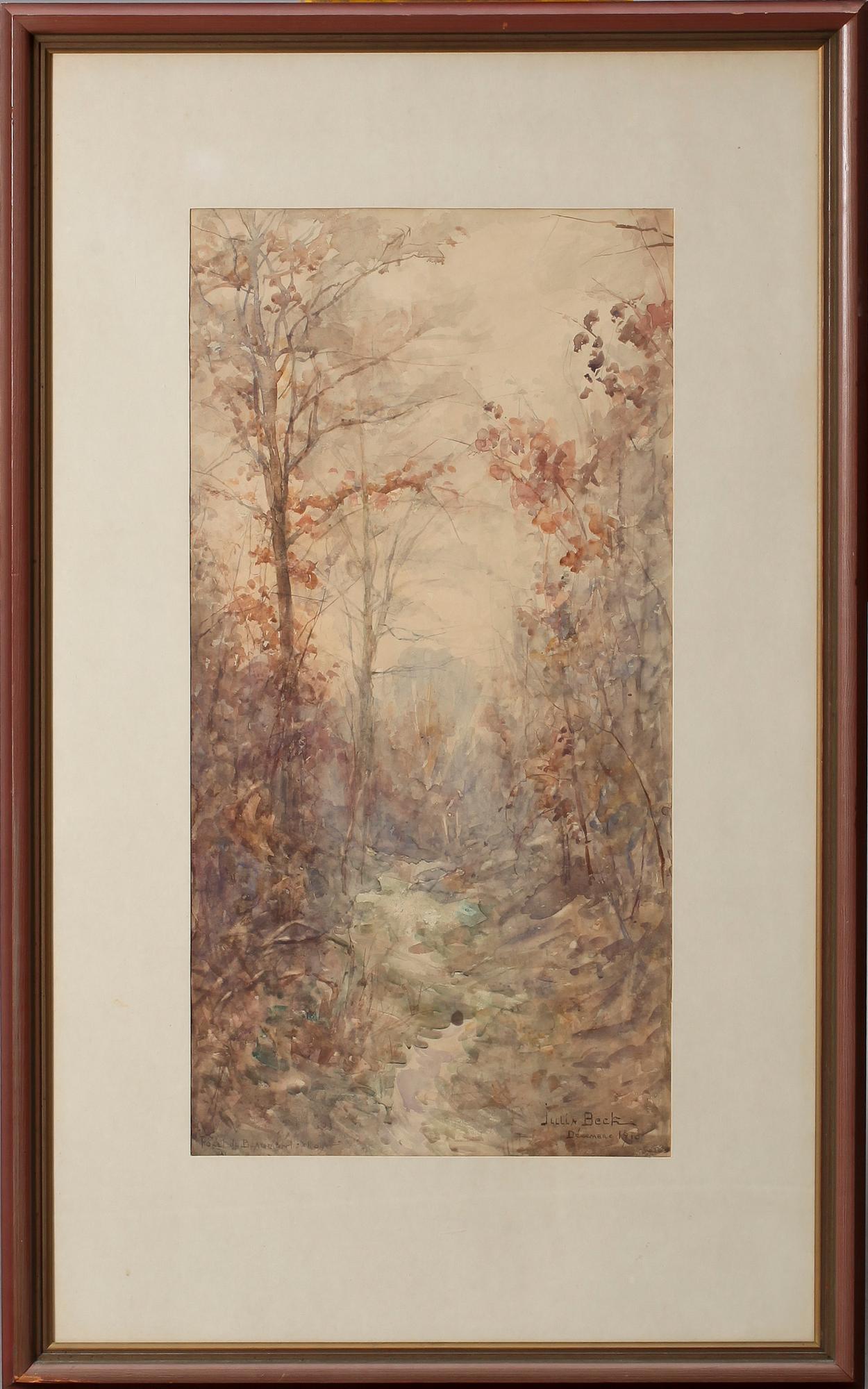 JULIA BECK, akvarell, sign o dat Decembre 1910.