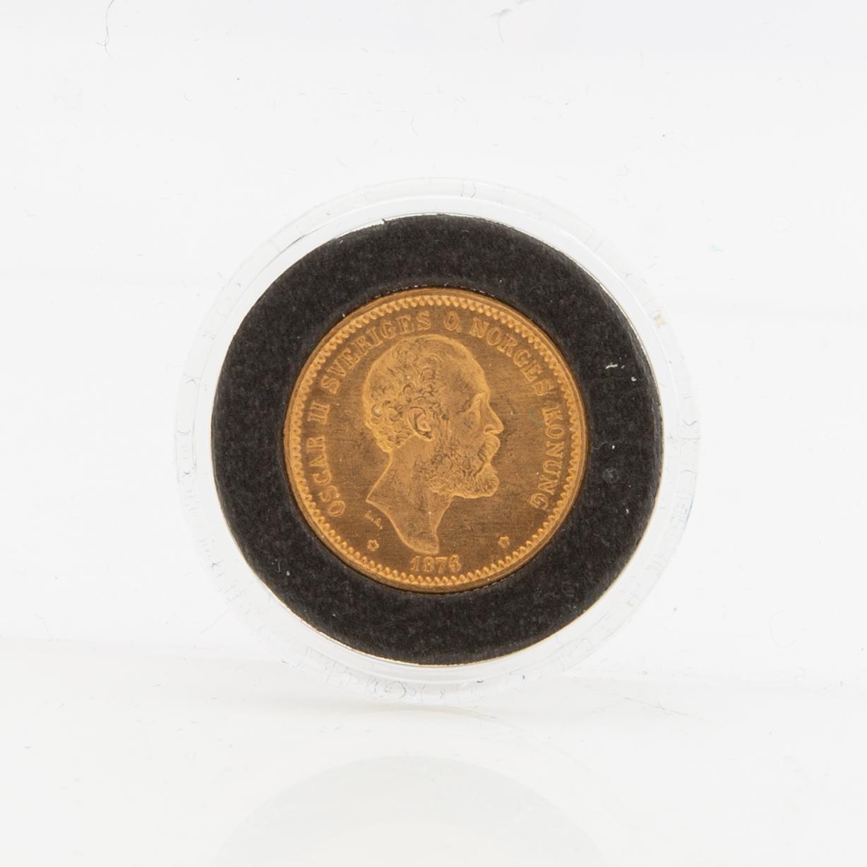 Guldmynt Sverige, Oscar II 10 kr, 1874 på 1873.