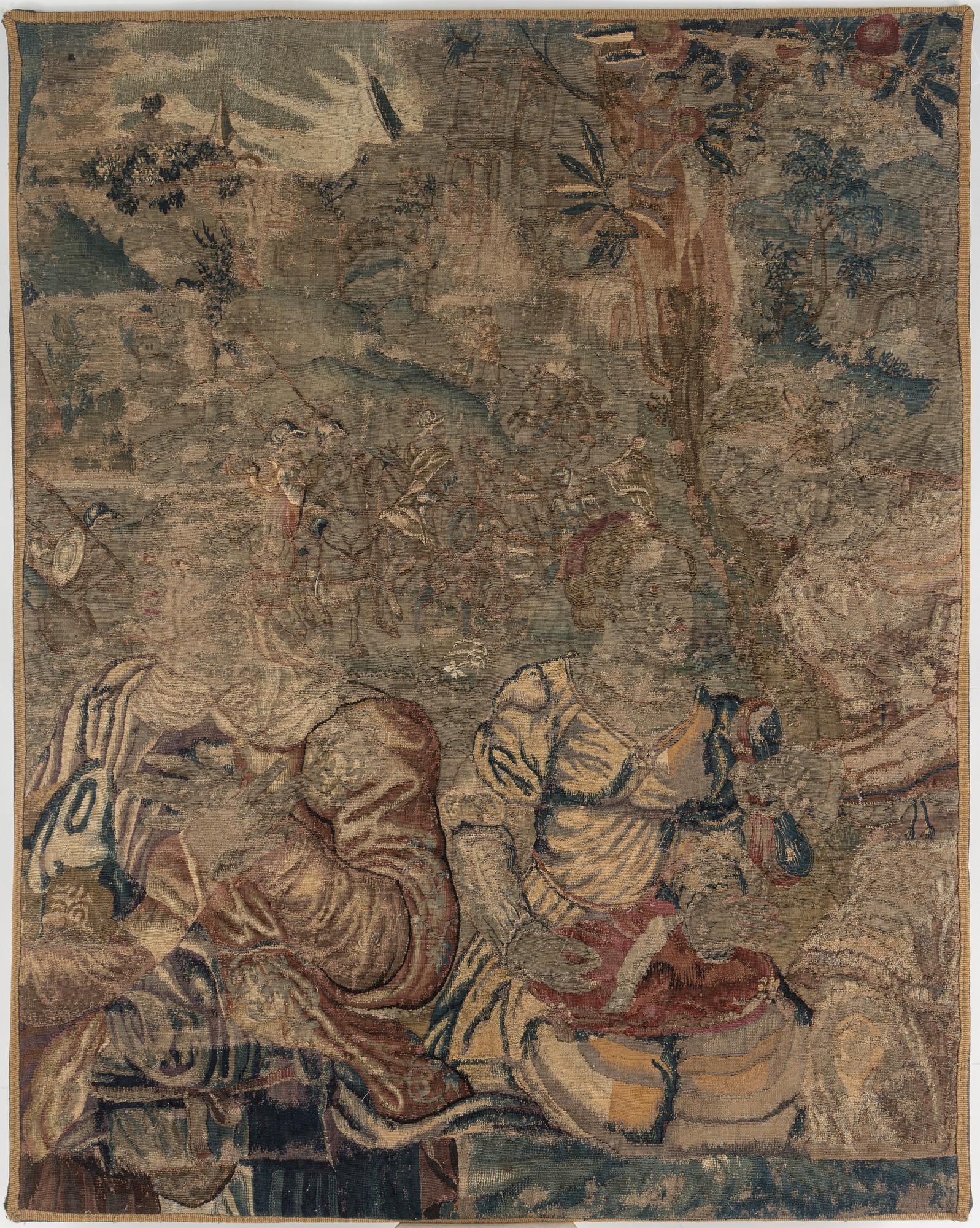 A TAPESTRY FRAGMENT, tapestry weave, ca 147 x 115 cm, 17th-18th century.