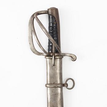 Swedish sabre, m/1825 for hussar troops, with scabbard.