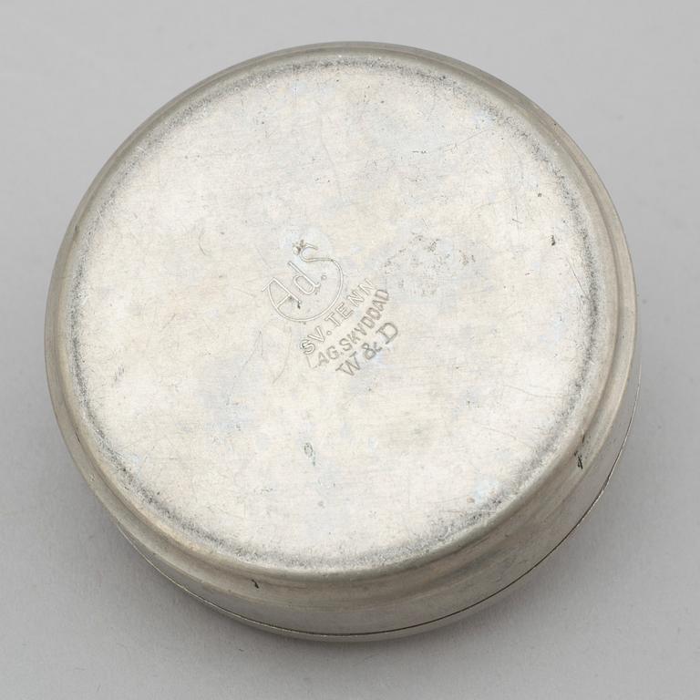 A PEWTER BUTTON BOX, 'Originell', Widerholm & Dahlberg, Eskilstuna.