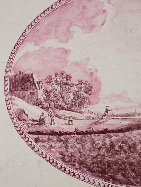 A Swedish Gustavian faience tea table, late 18th century.