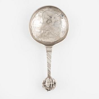 A Swedish Silver Vodka Spoon, mark of Conrad Gadd, Kristianstad 1734.