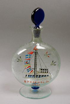 KARAFF, glas, souvenir Stockholmsutställningen 1930.