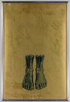 Clive Barker · CLIVE BARKER, "Hommage to Magritte # 1", 1969. Print, Screenprint/gold foils.