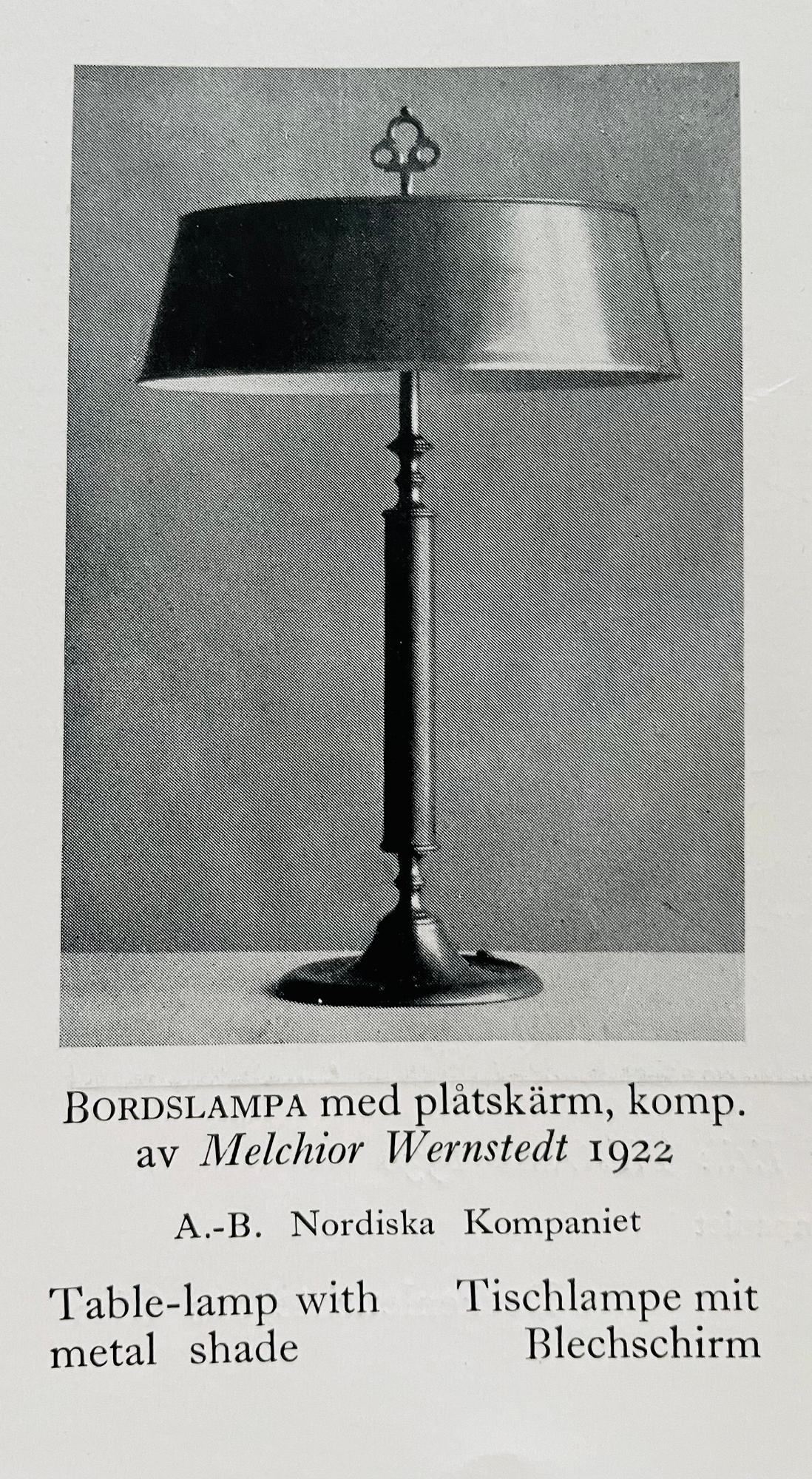 Melchior Wernstedt, a pair of table lamps, model "25760", Nordiska Kompaniet, 1920s.